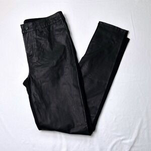 Hal Rubenstein Womens Leather Front Mixed Media Straight Leg Pants Size 6 Black